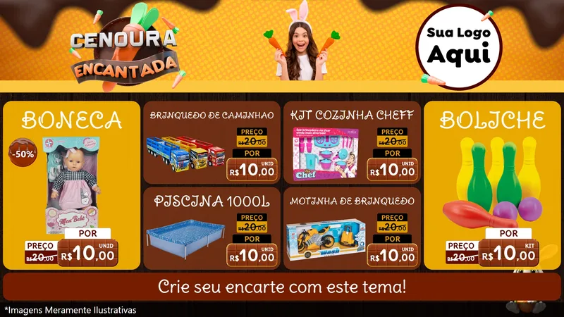 Modelo de TV para TV Horizontal com o tema Cenoura Encantada - Páscoa para Brinquedos