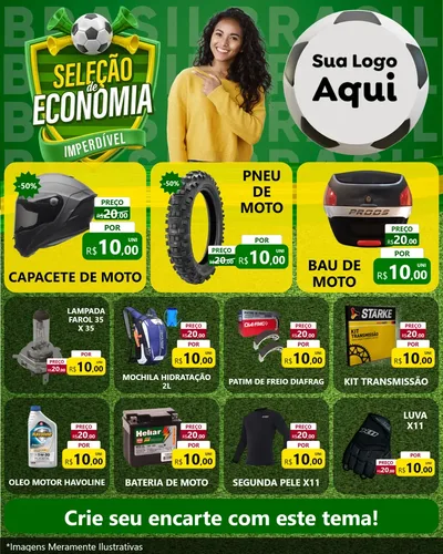 Modelo de Rede Social para Feed Instagram com o tema Seleção de Economia - Copa para Moto peças