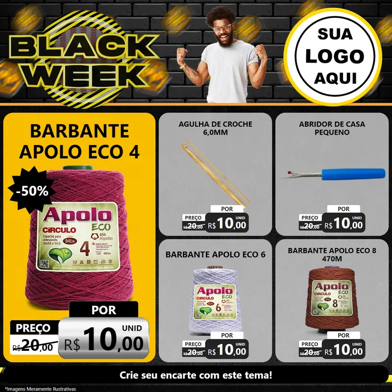 Modelo de Rede Social para Feed Facebook com o tema Black Week para Armarinho e Aviamentos