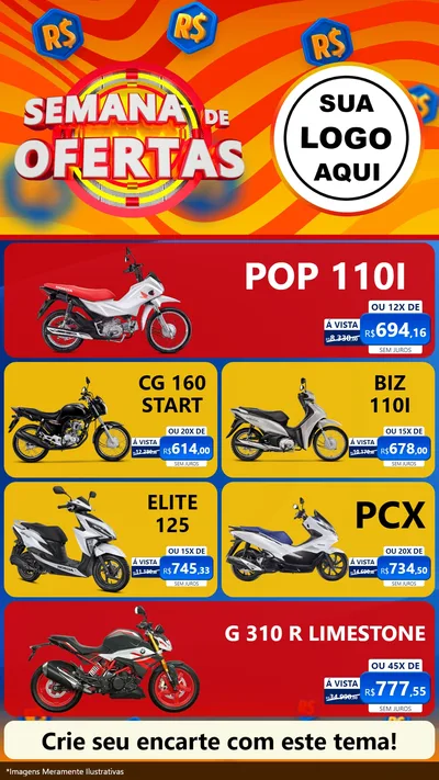 Modelo de TV para TV Vertical com o tema Semana de Ofertas para Concessionaria de Motos
