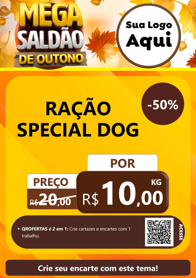 Modelo de Cartaz para Cartaz A4 Vertical com o tema Mega Saldão de Outono para Pet Shop