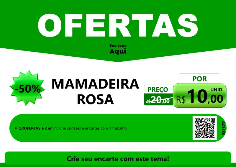 Modelo de Cartaz para Cartaz A4 Horizontal com o tema Ofertas Verde Cartaz para Bebês