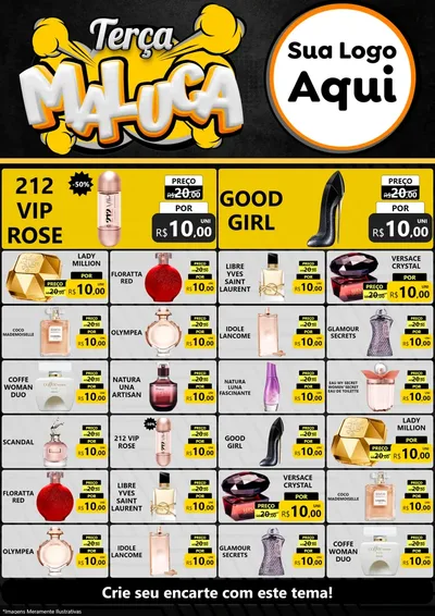 Modelo de Encarte para Encarte A4 Vertical com o tema Terça Maluca para Perfumes