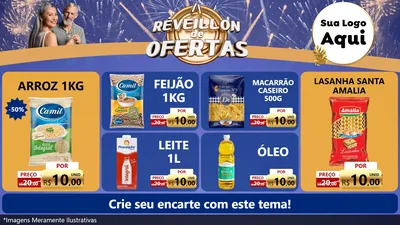 Modelo de TV para TV Horizontal com o tema Réveillon de Ofertas para Supermercado