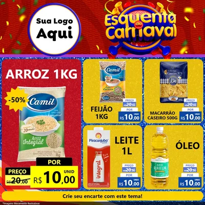 Modelo de Rede Social para Feed Facebook com o tema Esquenta de Carnaval para Supermercado