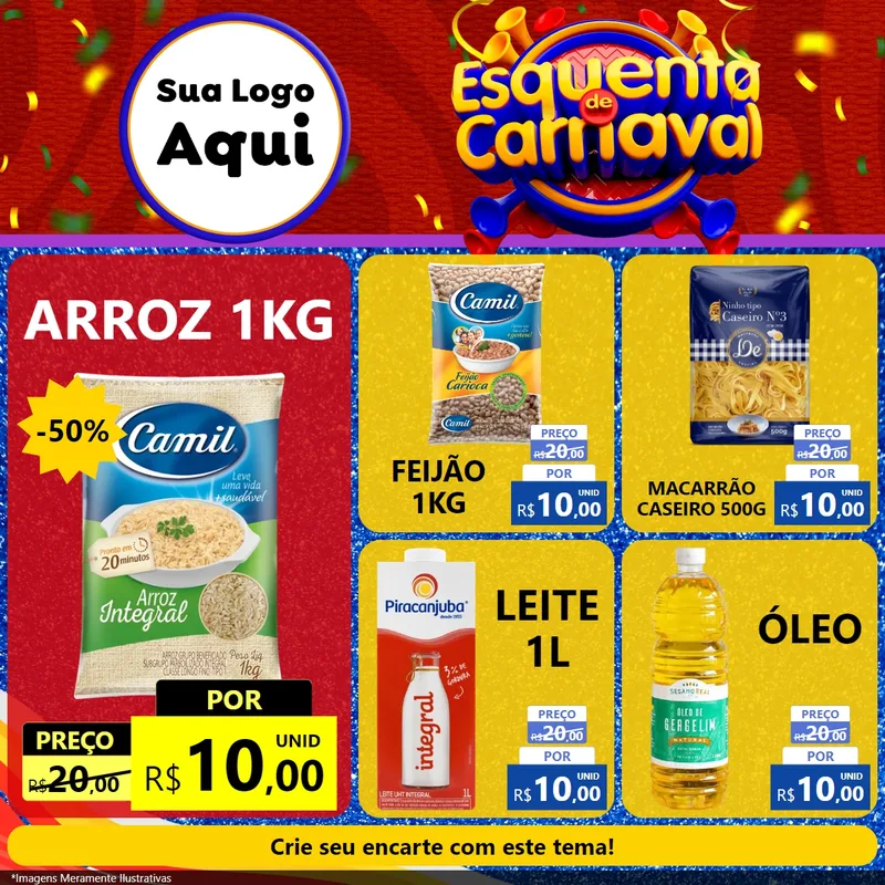 Modelo de Rede Social para Feed Facebook com o tema Esquenta de Carnaval para Supermercado