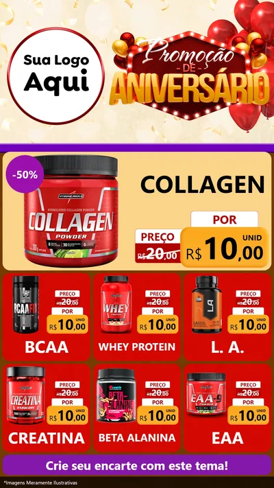 Modelo de Rede Social para Stories com o tema Promoção de Aniversário para Suplementos alimentares