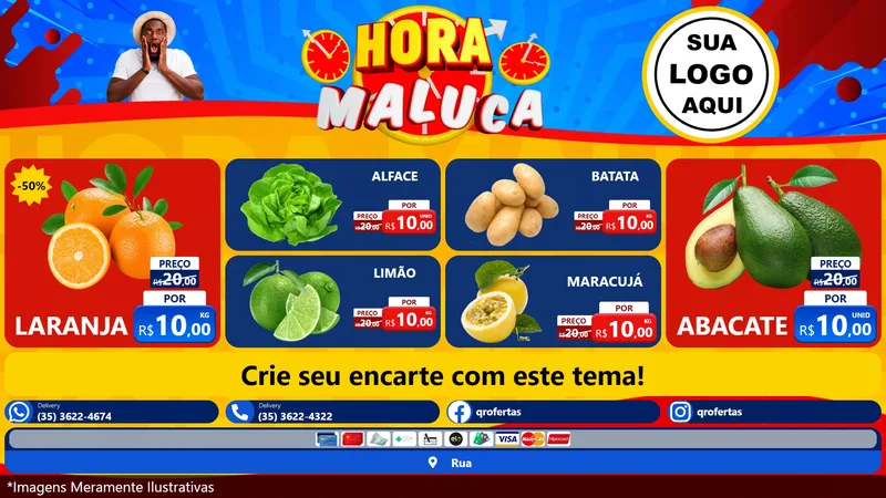Modelo de TV para TV Horizontal com o tema Hora Maluca para Hortifrúti
