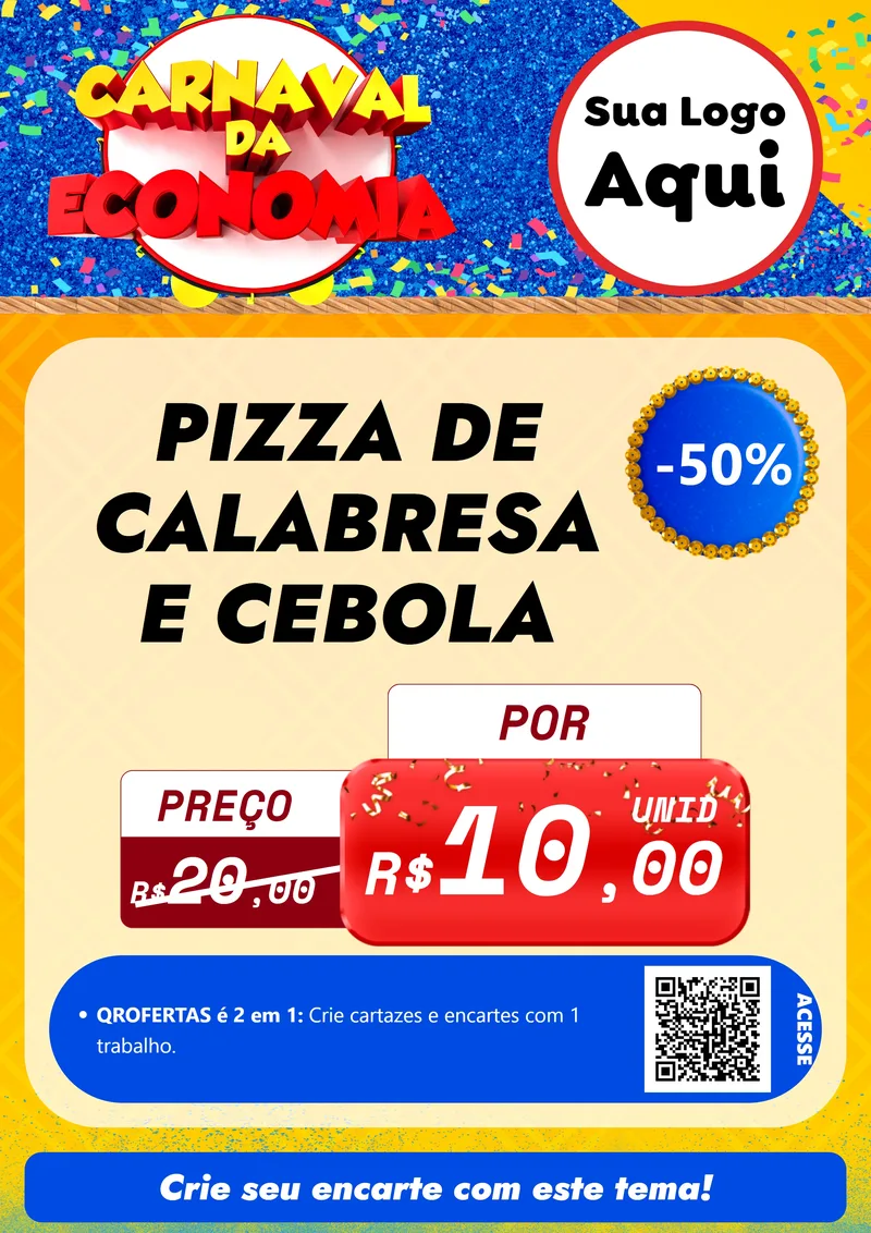 Modelo de Cartaz para Cartaz A4 Vertical com o tema Carnaval da Economia para Pizzaria