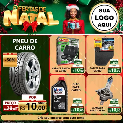 Modelo de Rede Social para Feed Facebook com o tema Ofertas de Natal para Auto peças