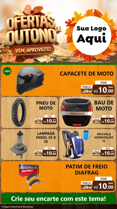 Modelo de TV para TV Vertical com o tema Ofertas de Outono - Vem, Aproveite! para Moto peças