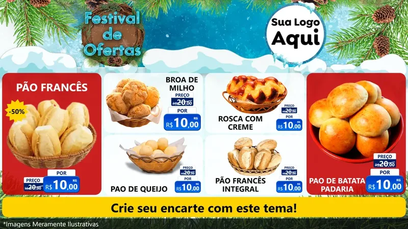 Modelo de TV para TV Horizontal com o tema Festival de Ofertas - Inverno para Padaria