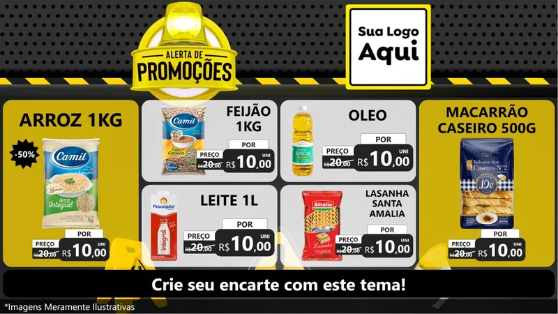 Modelo de TV para TV Horizontal com o tema Alerta de Promoções para Supermercado