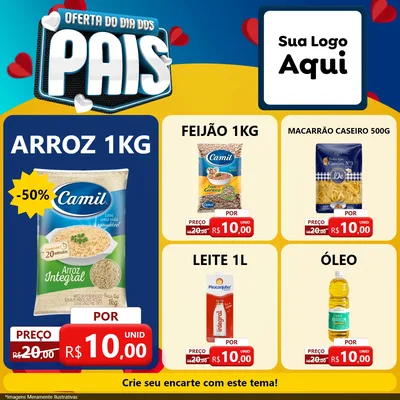 Modelo de Rede Social para Feed Facebook com o tema Oferta Do Dia Dos Pais para Supermercado