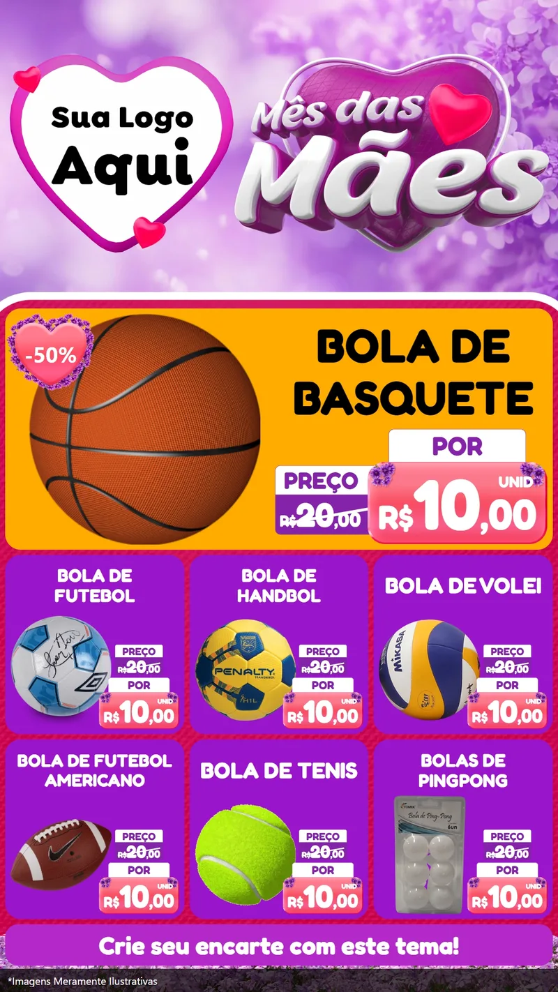 Modelo de Rede Social para Stories com o tema Mês das Mães para Artigos Esportivos