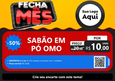 Modelo de Cartaz para Cartaz A4 Horizontal com o tema Fecha Mês para Produtos de Limpeza