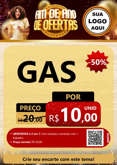 Modelo de Cartaz para Cartaz A4 Vertical com o tema Fim de Ano de Ofertas para Água e gás