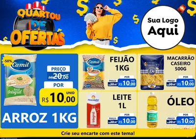 Modelo de Encarte para Encarte A4 Horizontal com o tema Quartou de Ofertas para Supermercado