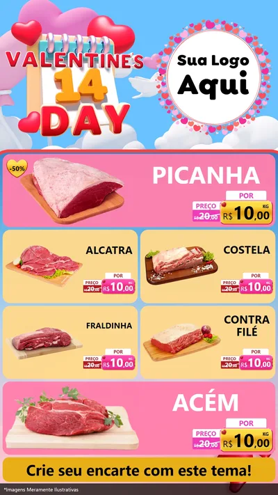 Modelo de TV para TV Vertical com o tema Valentine's Day para Açougue