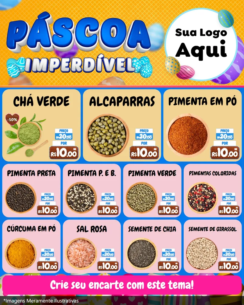 Modelo de Rede Social para Feed Instagram com o tema Páscoa Imperdível para Produtos Naturais