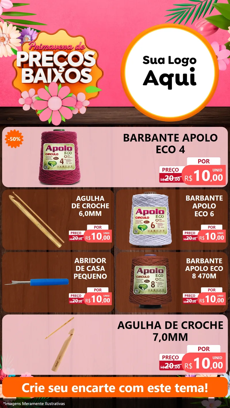 Modelo de TV para TV Vertical com o tema Primavera de Preços Baixos para Armarinho e Aviamentos