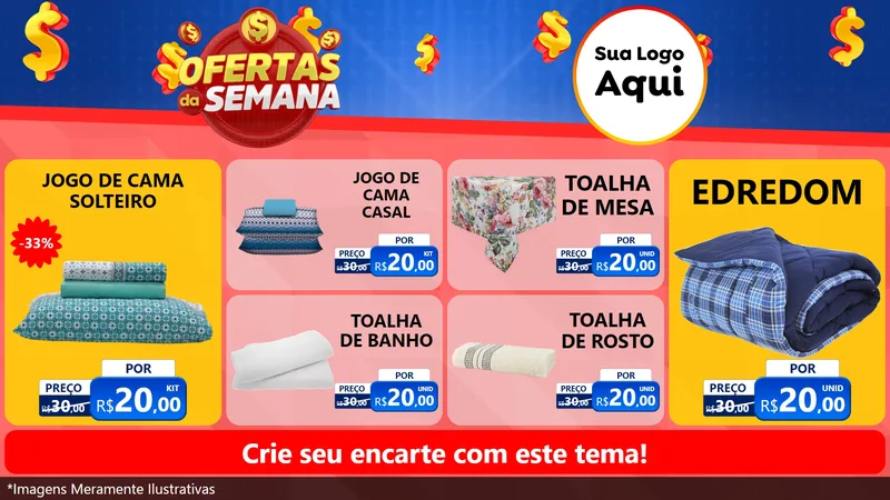 Modelo de TV para TV Horizontal com o tema Ofertas Da Semana para Cama, Mesa e Banho