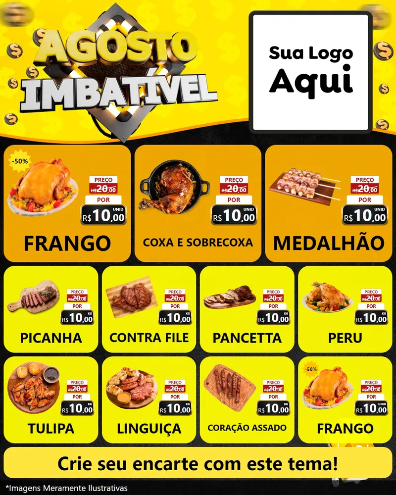 Modelo de Rede Social para Feed Instagram com o tema Agosto Imbatível para Assados