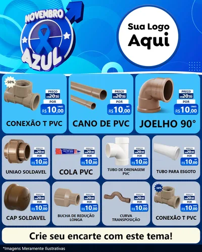Modelo de Rede Social para Feed Instagram com o tema Novembro Azul para Tubos e conexões