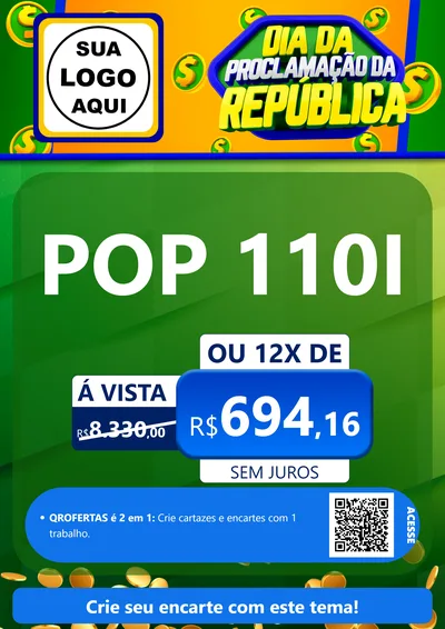 Modelo de Cartaz para Cartaz A4 Vertical com o tema Dia Da Proclamação da República para Concessionaria de Motos