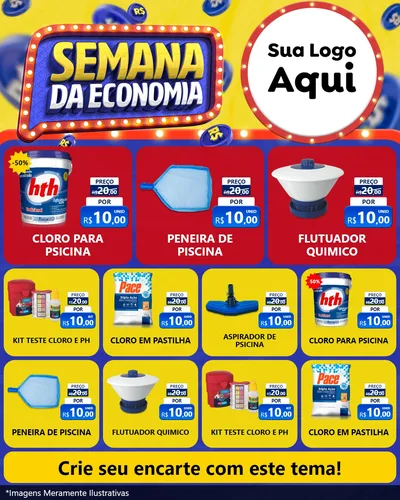 Modelo de Rede Social para Feed Instagram com o tema Semana da Economia para Produtos para Piscina