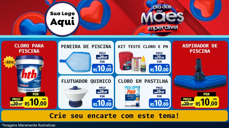 Modelo de TV para TV Horizontal com o tema Dia Das Mães Imperdível para Produtos para Piscina