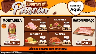 Modelo de TV para TV Horizontal com o tema Ofertas de Páscoa para Frios e Laticínios