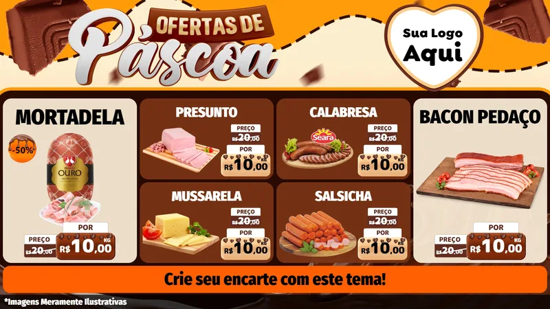Modelo de TV para TV Horizontal com o tema Ofertas de Páscoa para Frios e Laticínios