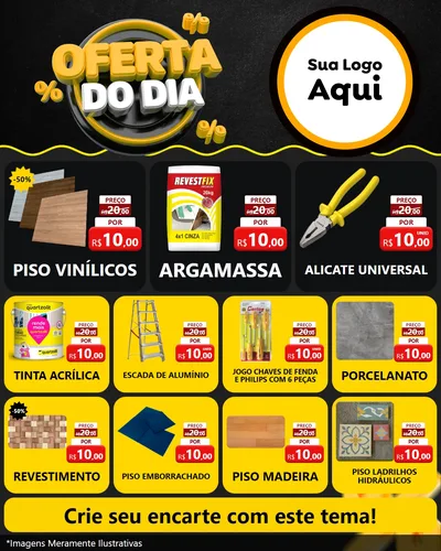 Modelo de Rede Social para Feed Instagram com o tema Oferta Do Dia para Material para Construção