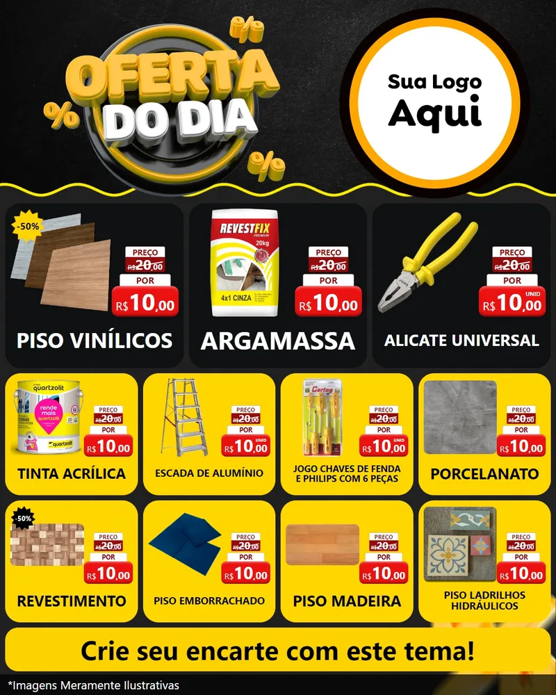 Modelo de Rede Social para Feed Instagram com o tema Oferta Do Dia para Material para Construção