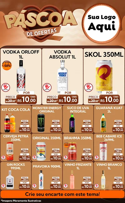 Modelo de Encarte para Encarte Grande com o tema Páscoa de Ofertas para Distribuidora de bebidas