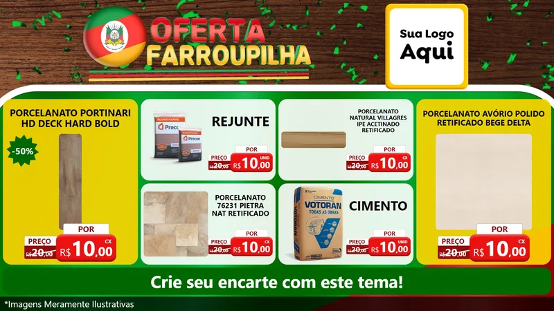 Modelo de TV para TV Horizontal com o tema Oferta Farroupilha para Pisos e revestimentos