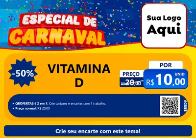 Modelo de Cartaz para Cartaz A4 Horizontal com o tema Especial de Carnaval para Farmácia