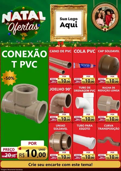 Modelo de Encarte para Encarte A4 Vertical com o tema Natal de Ofertas para Tubos e conexões