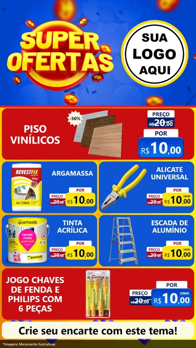 Modelo de TV para TV Vertical com o tema Super Ofertas para Material para Construção