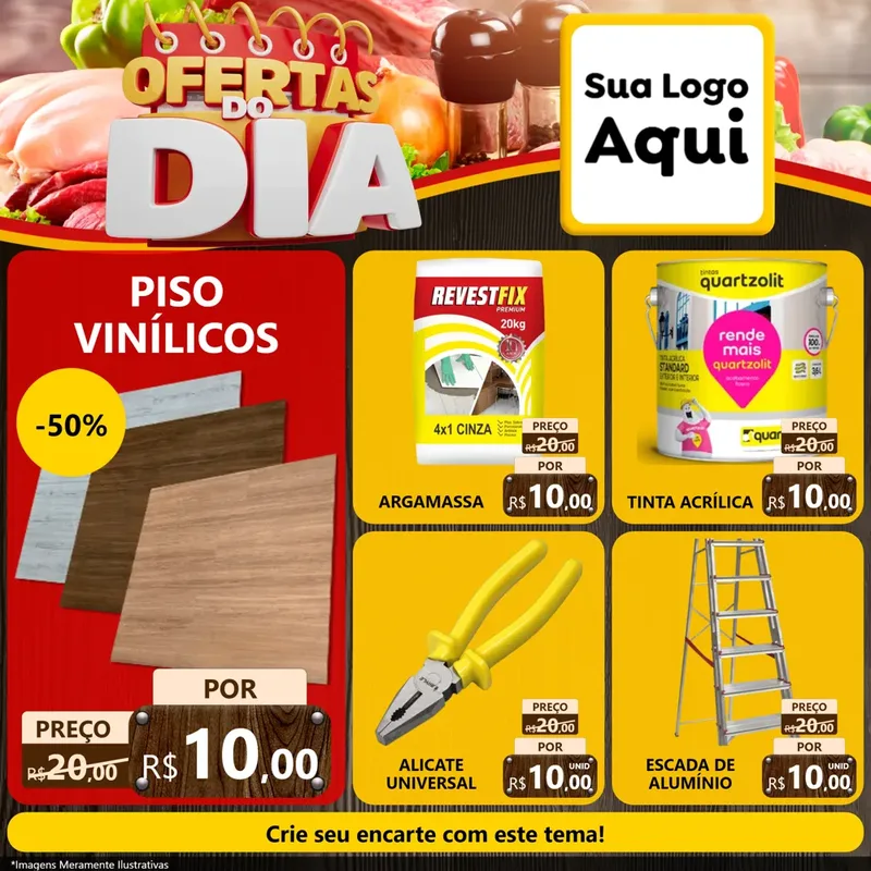Modelo de Rede Social para Feed Facebook com o tema Ofertas do Dia para Material para Construção