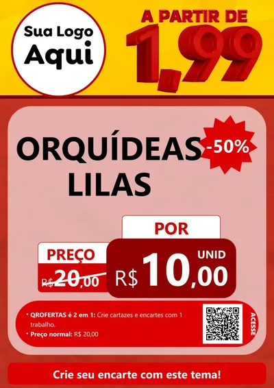 Modelo de Cartaz para Cartaz A4 Vertical com o tema A Partir de Um e Noventa e Nove - 1,99 para Floricultura e jardim