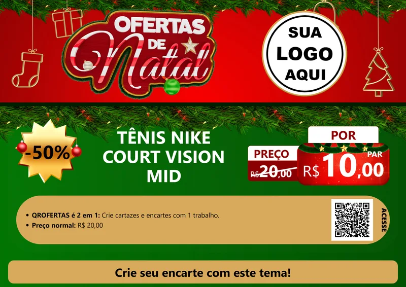 Modelo de Cartaz para Cartaz A4 Horizontal com o tema Ofertas de Natal para Calçados