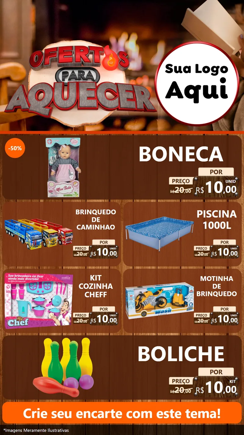 Modelo de TV para TV Vertical com o tema Ofertas Para Aquecer para Brinquedos