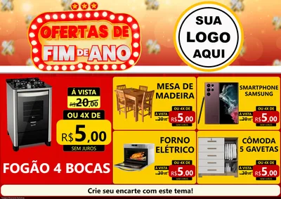 Modelo de Encarte para Encarte A4 Horizontal com o tema Ofertas de Fim de Ano para Móveis e Eletro