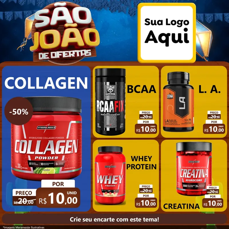 Modelo de Rede Social para Feed Facebook com o tema São João Ofertas Imbatíveis! - Junina para Suplementos alimentares