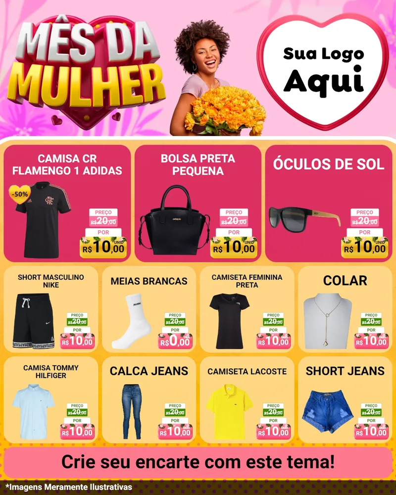 Modelo de Rede Social para Feed Instagram com o tema Mês da Mulher para Roupas e acessórios