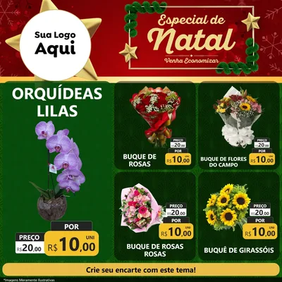 Modelo de Rede Social para Feed Facebook com o tema Especial de Natal para Floricultura e jardim