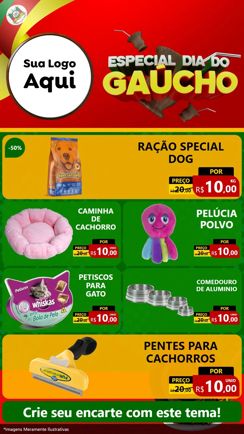 Modelo de TV para TV Vertical com o tema Especial Dia do Gaúcho para Pet Shop