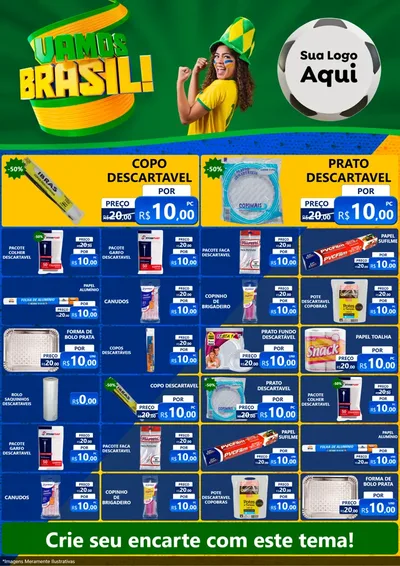 Modelo de Encarte para Encarte A4 Vertical com o tema Vamos Brasil - Copa para Embalagens